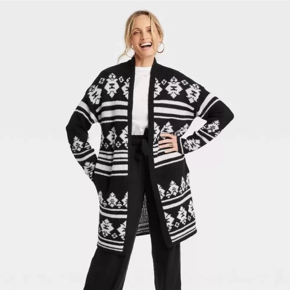 Knox Rose Sweaters - Knox Rose Black Knit Open Front Long Sleeve Cardigan Sweater